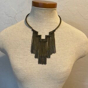 Steve Madden Elegant Gold Fringe choker  Necklace in gold and black